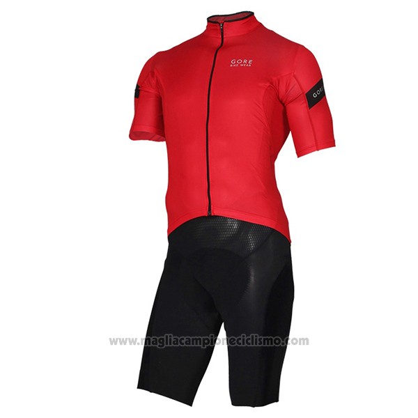 2017 Abbigliamento Ciclismo Gore Bike Wear Power Rosso Manica Corta e Salopette